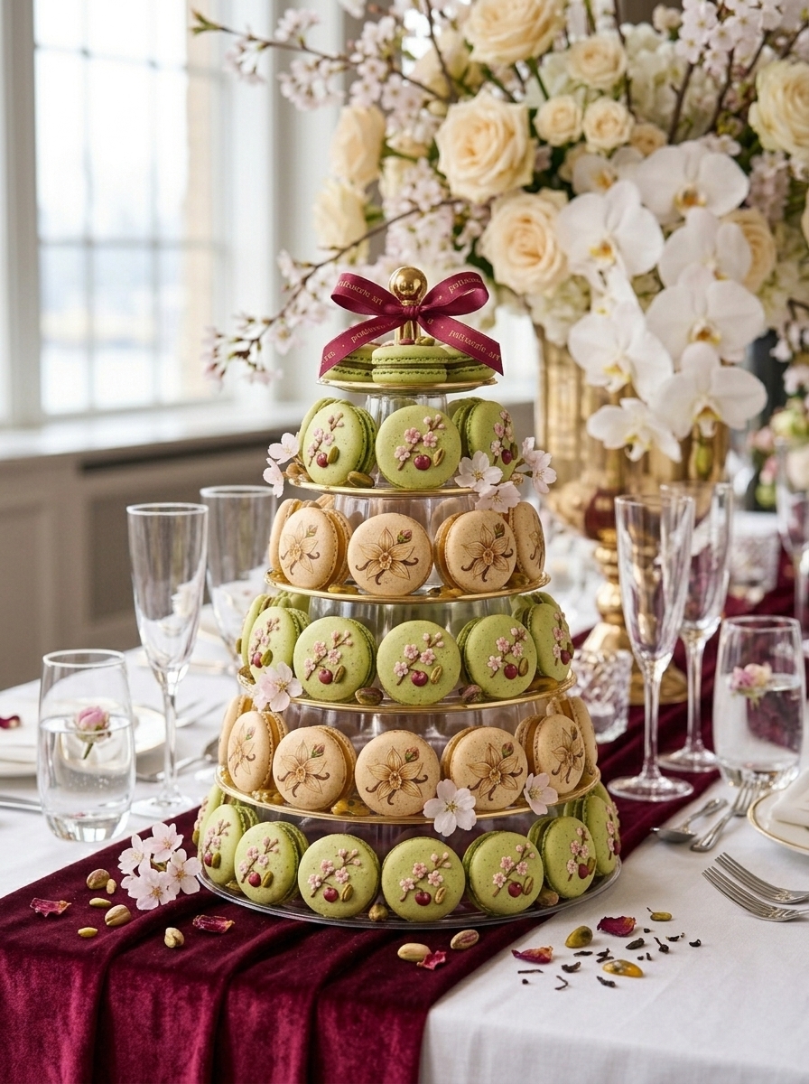 Servicio de macarons en evento elegante
